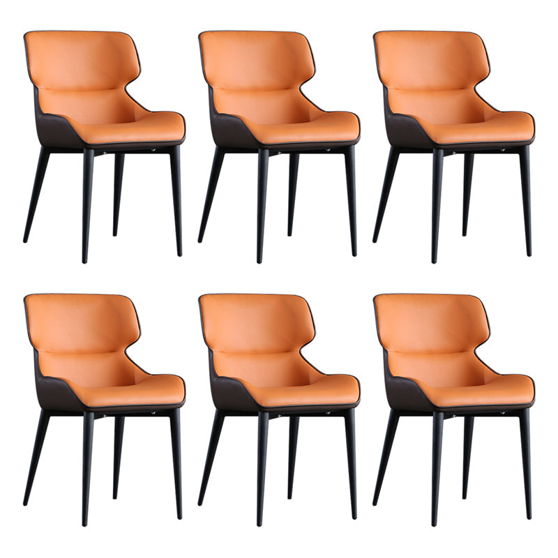 Contemporary Metal Dining Room Chairs Upholstered Linen Fabric Dining Chair for Indoor Use Orange 6 Piece Set Clearhalo ' kitchen&dining_furn' 'Dining Chairs' 'Dining Tables & Seating' 'dining_chair' 'furn' 'furn_dining_chair' 'Furniture' 'furniture_dining_chair' 'Kitchen & Dining Furniture' 'kitchen' 3853059