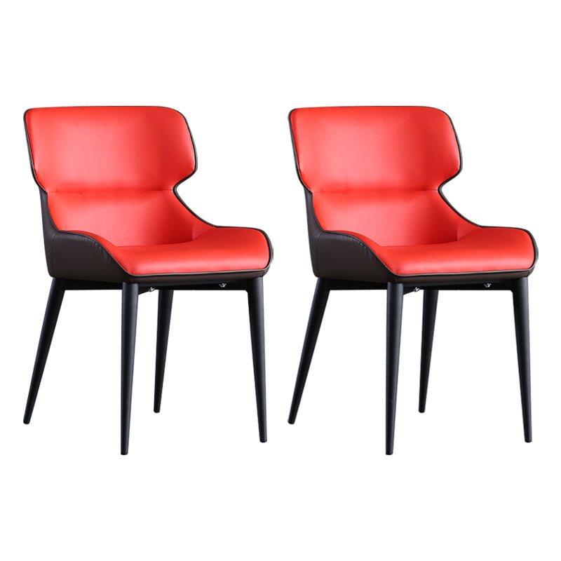 Contemporary Metal Dining Room Chairs Upholstered Linen Fabric Dining Chair for Indoor Use Red 2 Piece Set Clearhalo ' kitchen&dining_furn' 'Dining Chairs' 'Dining Tables & Seating' 'dining_chair' 'furn' 'furn_dining_chair' 'Furniture' 'furniture_dining_chair' 'Kitchen & Dining Furniture' 'kitchen' 3853066