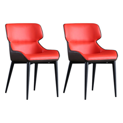 Contemporary Metal Dining Room Chairs Upholstered Linen Fabric Dining Chair for Indoor Use Red 2 Piece Set Clearhalo ' kitchen&dining_furn' 'Dining Chairs' 'Dining Tables & Seating' 'dining_chair' 'furn' 'furn_dining_chair' 'Furniture' 'furniture_dining_chair' 'Kitchen & Dining Furniture' 'kitchen' 3853066