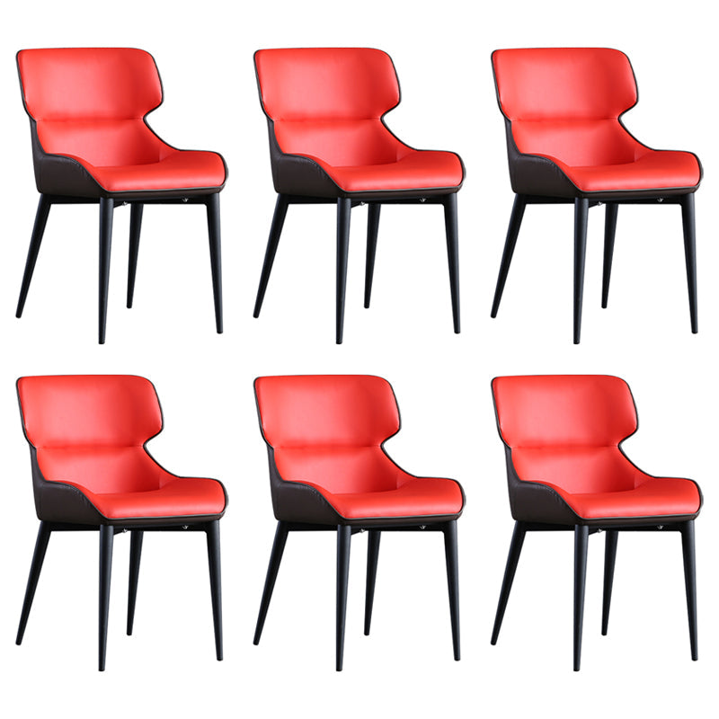 Contemporary Metal Dining Room Chairs Upholstered Linen Fabric Dining Chair for Indoor Use Red 6 Piece Set Clearhalo ' kitchen&dining_furn' 'Dining Chairs' 'Dining Tables & Seating' 'dining_chair' 'furn' 'furn_dining_chair' 'Furniture' 'furniture_dining_chair' 'Kitchen & Dining Furniture' 'kitchen' 3853070