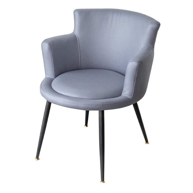 Contemporary Metal Dining Room Chair Upholstered Arm Single Dining Chair Grey Clearhalo ' kitchen&dining_furn' 'Dining Chairs' 'Dining Tables & Seating' 'dining_chair' 'furn' 'furn_dining_chair' 'Furniture' 'furniture_dining_chair' 'Kitchen & Dining Furniture' 'kitchen' 3853075