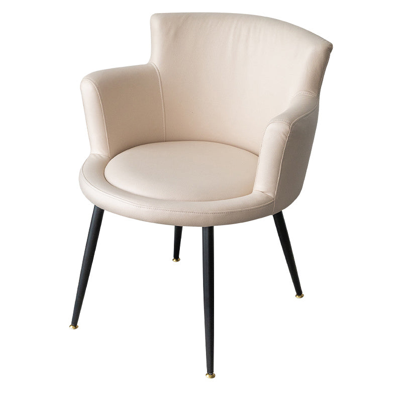 Contemporary Metal Dining Room Chair Upholstered Arm Single Dining Chair Off-White Clearhalo ' kitchen&dining_furn' 'Dining Chairs' 'Dining Tables & Seating' 'dining_chair' 'furn' 'furn_dining_chair' 'Furniture' 'furniture_dining_chair' 'Kitchen & Dining Furniture' 'kitchen' 3853076