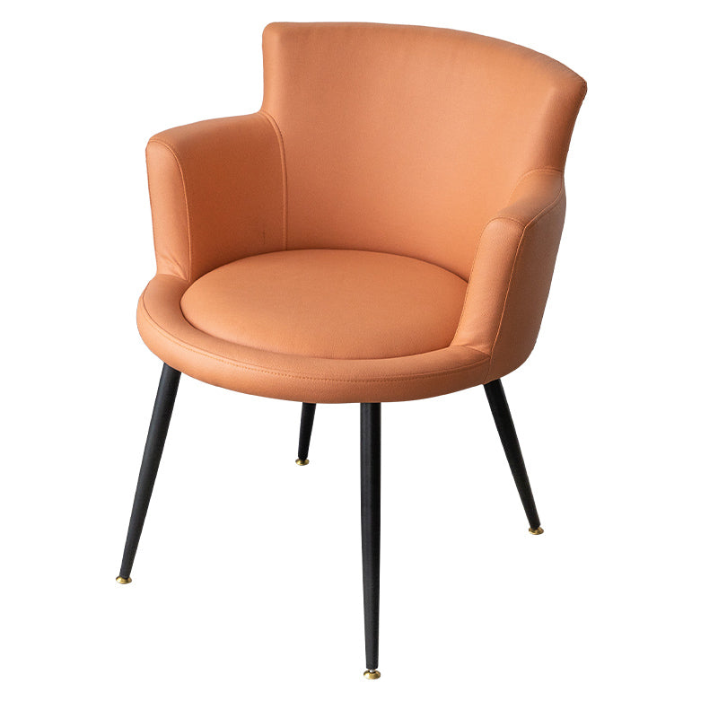 Contemporary Metal Dining Room Chair Upholstered Arm Single Dining Chair Orange Yellow Clearhalo ' kitchen&dining_furn' 'Dining Chairs' 'Dining Tables & Seating' 'dining_chair' 'furn' 'furn_dining_chair' 'Furniture' 'furniture_dining_chair' 'Kitchen & Dining Furniture' 'kitchen' 3853078