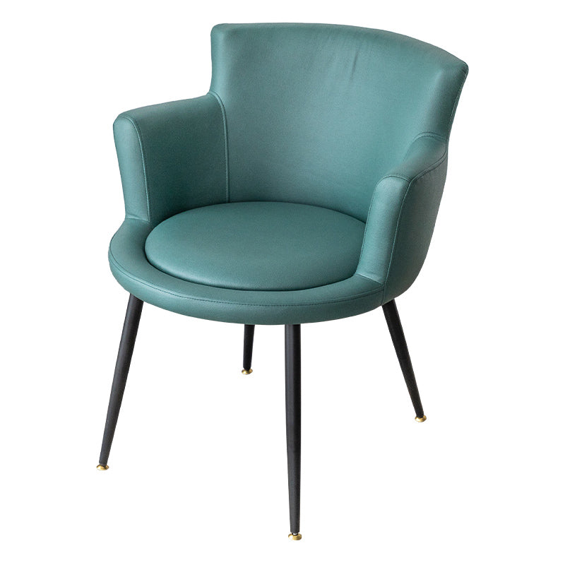 Contemporary Metal Dining Room Chair Upholstered Arm Single Dining Chair Blackish Green Clearhalo ' kitchen&dining_furn' 'Dining Chairs' 'Dining Tables & Seating' 'dining_chair' 'furn' 'furn_dining_chair' 'Furniture' 'furniture_dining_chair' 'Kitchen & Dining Furniture' 'kitchen' 3853081