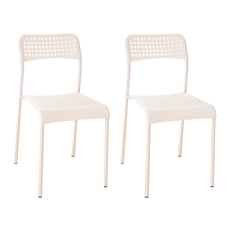 Contemporary Metal Dining Room Chairs Plastic Open Back Dining Side Armless Chair White 2 Piece Set Clearhalo ' kitchen&dining_furn' 'Dining Chairs' 'Dining Tables & Seating' 'dining_chair' 'furn' 'furn_dining_chair' 'Furniture' 'furniture_dining_chair' 'Kitchen & Dining Furniture' 'kitchen' 3853119