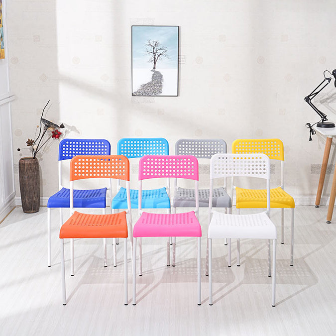 Contemporary Metal Dining Room Chairs Plastic Open Back Dining Side Armless Chair Clearhalo ' kitchen&dining_furn' 'Dining Chairs' 'Dining Tables & Seating' 'dining_chair' 'furn' 'furn_dining_chair' 'Furniture' 'furniture_dining_chair' 'Kitchen & Dining Furniture' 'kitchen' 3853120