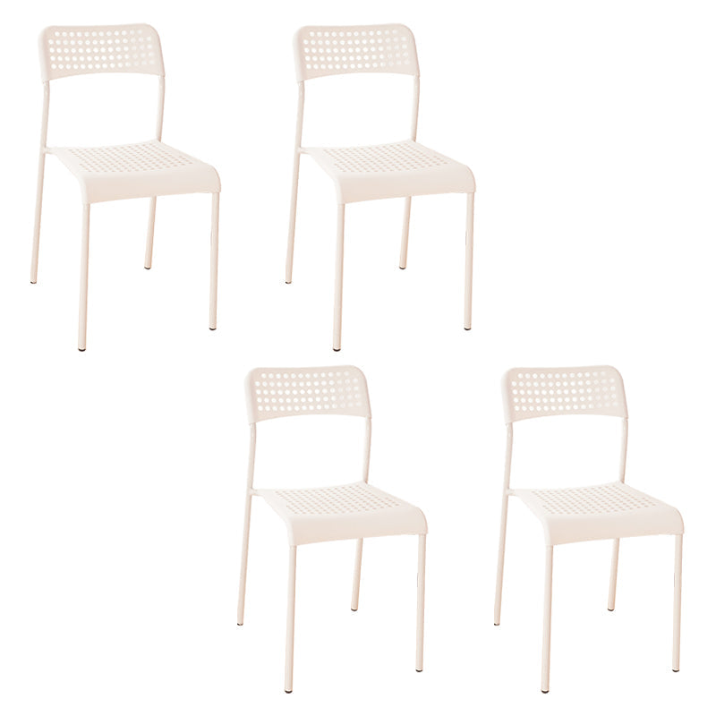 Contemporary Metal Dining Room Chairs Plastic Open Back Dining Side Armless Chair White 4 Piece Set Clearhalo ' kitchen&dining_furn' 'Dining Chairs' 'Dining Tables & Seating' 'dining_chair' 'furn' 'furn_dining_chair' 'Furniture' 'furniture_dining_chair' 'Kitchen & Dining Furniture' 'kitchen' 3853121