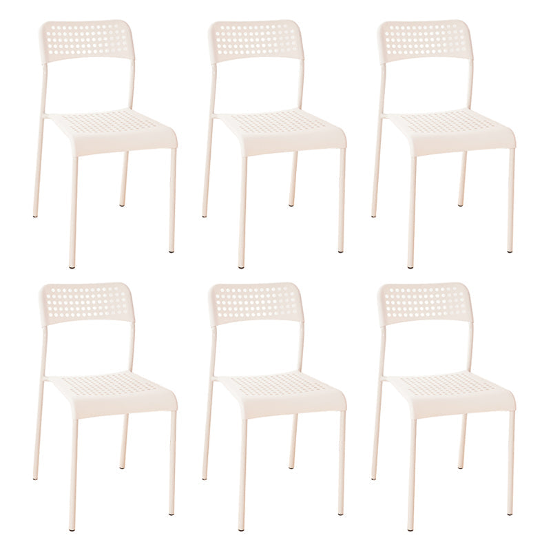 Contemporary Metal Dining Room Chairs Plastic Open Back Dining Side Armless Chair White 6 Piece Set Clearhalo ' kitchen&dining_furn' 'Dining Chairs' 'Dining Tables & Seating' 'dining_chair' 'furn' 'furn_dining_chair' 'Furniture' 'furniture_dining_chair' 'Kitchen & Dining Furniture' 'kitchen' 3853123
