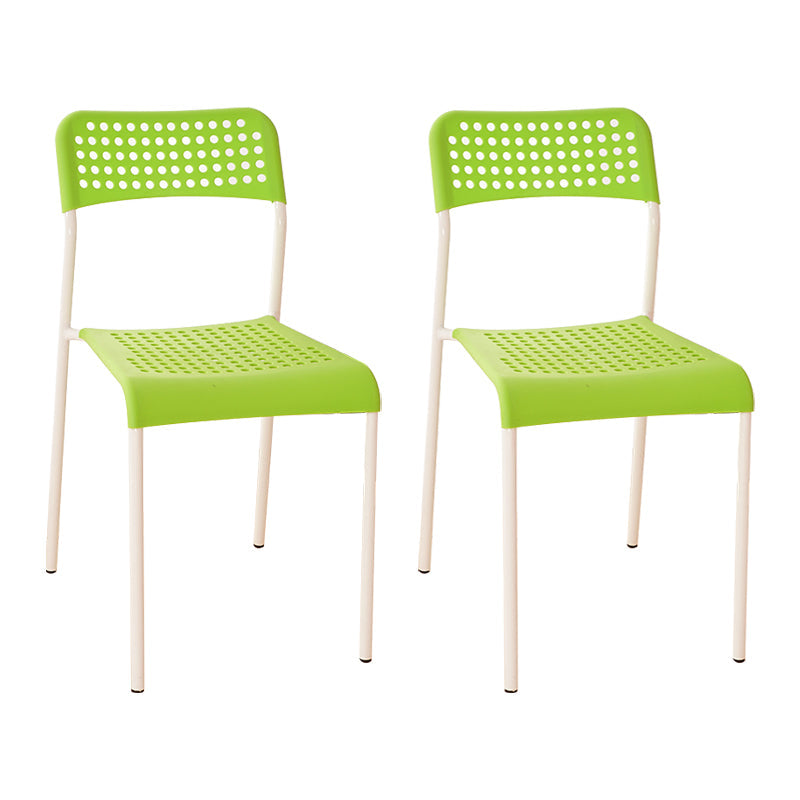 Contemporary Metal Dining Room Chairs Plastic Open Back Dining Side Armless Chair White-Green 2 Piece Set Clearhalo ' kitchen&dining_furn' 'Dining Chairs' 'Dining Tables & Seating' 'dining_chair' 'furn' 'furn_dining_chair' 'Furniture' 'furniture_dining_chair' 'Kitchen & Dining Furniture' 'kitchen' 3853125