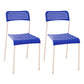 Contemporary Metal Dining Room Chairs Plastic Open Back Dining Side Armless Chair White-Blue 2 Piece Set Clearhalo ' kitchen&dining_furn' 'Dining Chairs' 'Dining Tables & Seating' 'dining_chair' 'furn' 'furn_dining_chair' 'Furniture' 'furniture_dining_chair' 'Kitchen & Dining Furniture' 'kitchen' 3853131