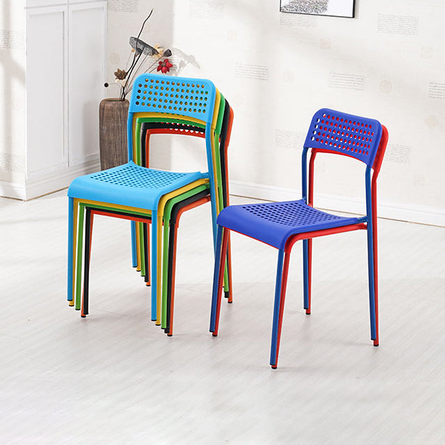 Contemporary Metal Dining Room Chairs Plastic Open Back Dining Side Armless Chair Clearhalo ' kitchen&dining_furn' 'Dining Chairs' 'Dining Tables & Seating' 'dining_chair' 'furn' 'furn_dining_chair' 'Furniture' 'furniture_dining_chair' 'Kitchen & Dining Furniture' 'kitchen' 3853139