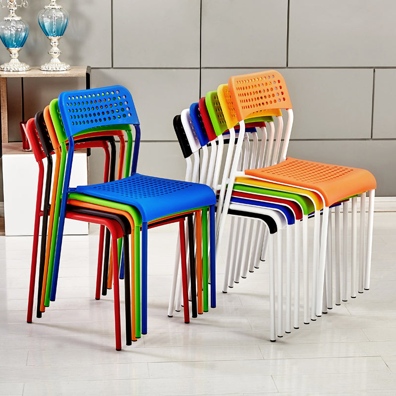 Contemporary Metal Dining Room Chairs Plastic Open Back Dining Side Armless Chair Clearhalo ' kitchen&dining_furn' 'Dining Chairs' 'Dining Tables & Seating' 'dining_chair' 'furn' 'furn_dining_chair' 'Furniture' 'furniture_dining_chair' 'Kitchen & Dining Furniture' 'kitchen' 3853141