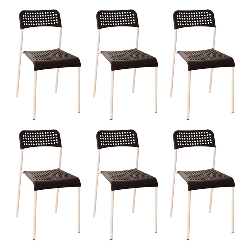 Contemporary Metal Dining Room Chairs Plastic Open Back Dining Side Armless Chair White-Black 6 Piece Set Clearhalo ' kitchen&dining_furn' 'Dining Chairs' 'Dining Tables & Seating' 'dining_chair' 'furn' 'furn_dining_chair' 'Furniture' 'furniture_dining_chair' 'Kitchen & Dining Furniture' 'kitchen' 3853153