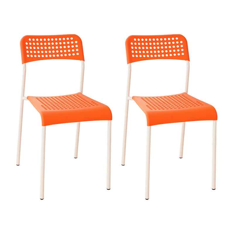 Contemporary Metal Dining Room Chairs Plastic Open Back Dining Side Armless Chair White-Saffron 2 Piece Set Clearhalo ' kitchen&dining_furn' 'Dining Chairs' 'Dining Tables & Seating' 'dining_chair' 'furn' 'furn_dining_chair' 'Furniture' 'furniture_dining_chair' 'Kitchen & Dining Furniture' 'kitchen' 3853157