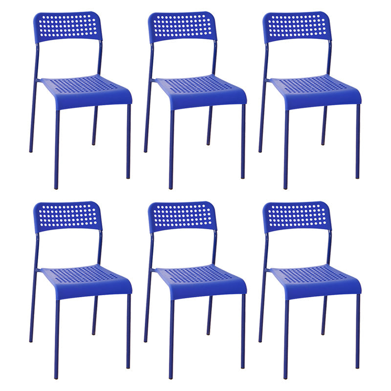 Contemporary Metal Dining Room Chairs Plastic Open Back Dining Side Armless Chair Blue 6 Piece Set Clearhalo ' kitchen&dining_furn' 'Dining Chairs' 'Dining Tables & Seating' 'dining_chair' 'furn' 'furn_dining_chair' 'Furniture' 'furniture_dining_chair' 'Kitchen & Dining Furniture' 'kitchen' 3853162