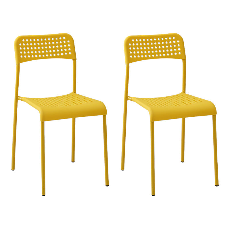 Contemporary Metal Dining Room Chairs Plastic Open Back Dining Side Armless Chair Yellow 2 Piece Set Clearhalo ' kitchen&dining_furn' 'Dining Chairs' 'Dining Tables & Seating' 'dining_chair' 'furn' 'furn_dining_chair' 'Furniture' 'furniture_dining_chair' 'Kitchen & Dining Furniture' 'kitchen' 3853166