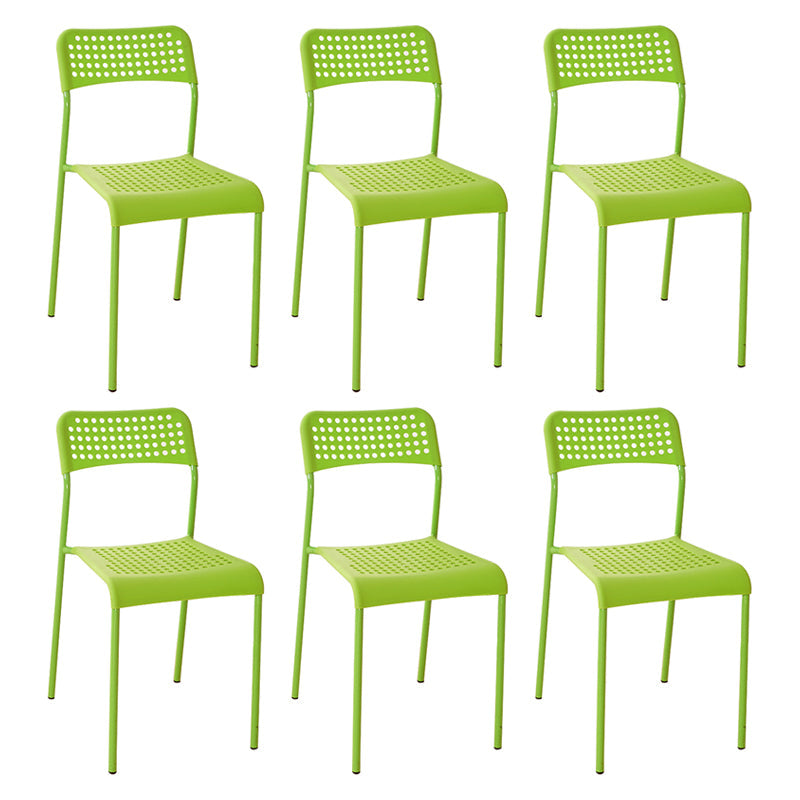 Contemporary Metal Dining Room Chairs Plastic Open Back Dining Side Armless Chair Green 6 Piece Set Clearhalo ' kitchen&dining_furn' 'Dining Chairs' 'Dining Tables & Seating' 'dining_chair' 'furn' 'furn_dining_chair' 'Furniture' 'furniture_dining_chair' 'Kitchen & Dining Furniture' 'kitchen' 3853177