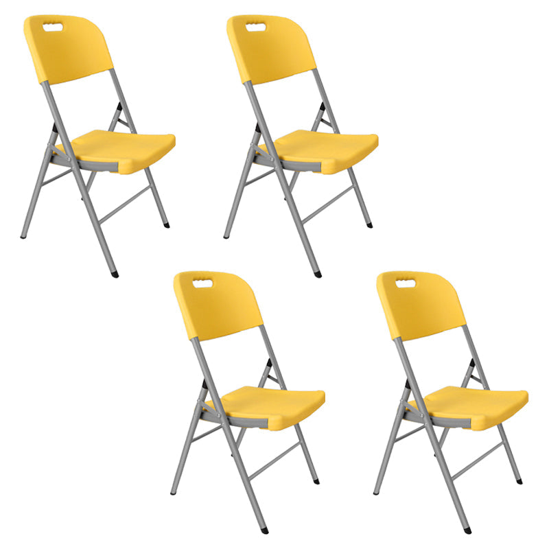 Modern Indoor-Outdoor Metal Chair Home Armless Open Back Dining Side Chair Yellow 4 Piece Set Clearhalo ' kitchen&dining_furn' 'Dining Chairs' 'Dining Tables & Seating' 'dining_chair' 'furn' 'furn_dining_chair' 'Furniture' 'furniture_dining_chair' 'Kitchen & Dining Furniture' 'kitchen' 3853193