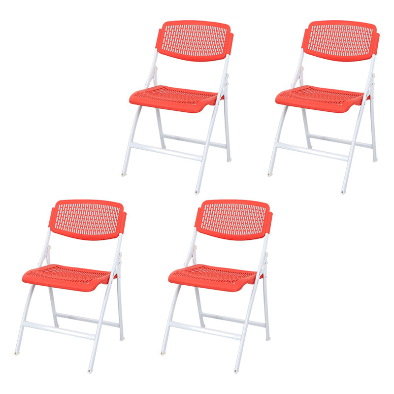 Contemporary Metal Side Chair Home Folding Armless Open Back Dining Side Chair Red-White 4 Piece Set Clearhalo ' kitchen&dining_furn' 'Dining Chairs' 'Dining Tables & Seating' 'dining_chair' 'furn' 'furn_dining_chair' 'Furniture' 'furniture_dining_chair' 'Kitchen & Dining Furniture' 'kitchen' 3853219