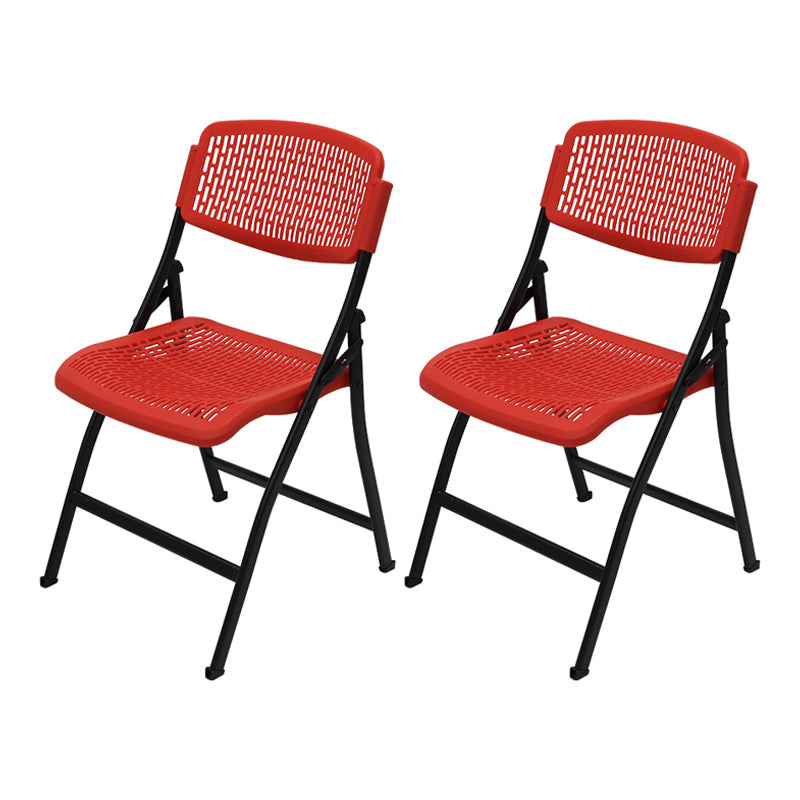 Contemporary Metal Side Chair Home Folding Armless Open Back Dining Side Chair Red-Black 2 Piece Set Clearhalo ' kitchen&dining_furn' 'Dining Chairs' 'Dining Tables & Seating' 'dining_chair' 'furn' 'furn_dining_chair' 'Furniture' 'furniture_dining_chair' 'Kitchen & Dining Furniture' 'kitchen' 3853223
