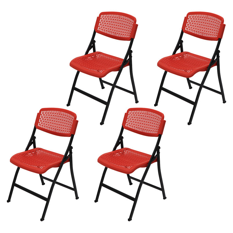 Contemporary Metal Side Chair Home Folding Armless Open Back Dining Side Chair Red-Black 4 Piece Set Clearhalo ' kitchen&dining_furn' 'Dining Chairs' 'Dining Tables & Seating' 'dining_chair' 'furn' 'furn_dining_chair' 'Furniture' 'furniture_dining_chair' 'Kitchen & Dining Furniture' 'kitchen' 3853226