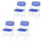 Contemporary Metal Side Chair Home Folding Armless Open Back Dining Side Chair Blue-White 4 Piece Set Clearhalo ' kitchen&dining_furn' 'Dining Chairs' 'Dining Tables & Seating' 'dining_chair' 'furn' 'furn_dining_chair' 'Furniture' 'furniture_dining_chair' 'Kitchen & Dining Furniture' 'kitchen' 3853231