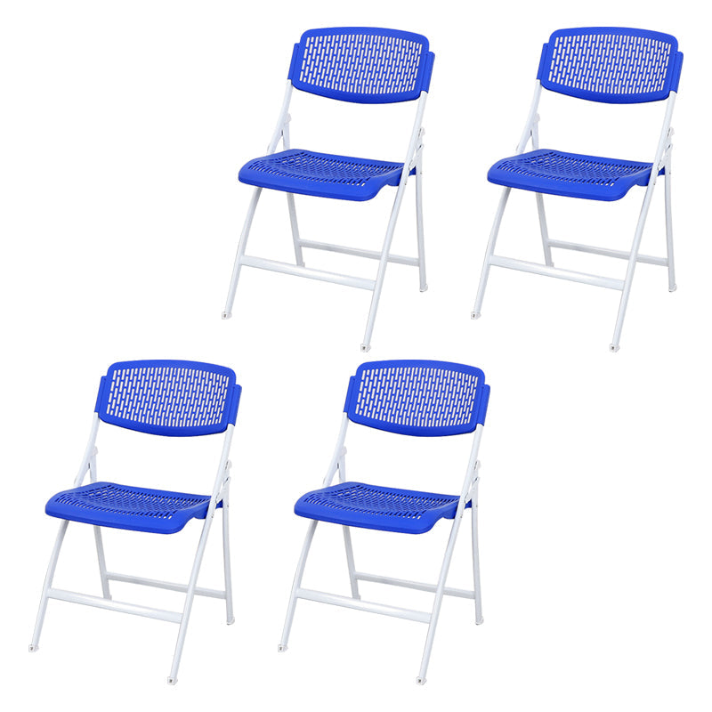 Contemporary Metal Side Chair Home Folding Armless Open Back Dining Side Chair Blue-White 4 Piece Set Clearhalo ' kitchen&dining_furn' 'Dining Chairs' 'Dining Tables & Seating' 'dining_chair' 'furn' 'furn_dining_chair' 'Furniture' 'furniture_dining_chair' 'Kitchen & Dining Furniture' 'kitchen' 3853231