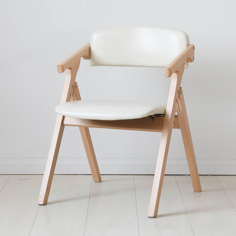 Contemporary Wood Dining Room Chairs Open Back Single Dining Side Arm Chair for Home Use Off-White Natural Wood Clearhalo ' kitchen&dining_furn' 'Dining Chairs' 'Dining Tables & Seating' 'dining_chair' 'furn' 'furn_dining_chair' 'Furniture' 'furniture_dining_chair' 'Kitchen & Dining Furniture' 'kitchen' 3853245