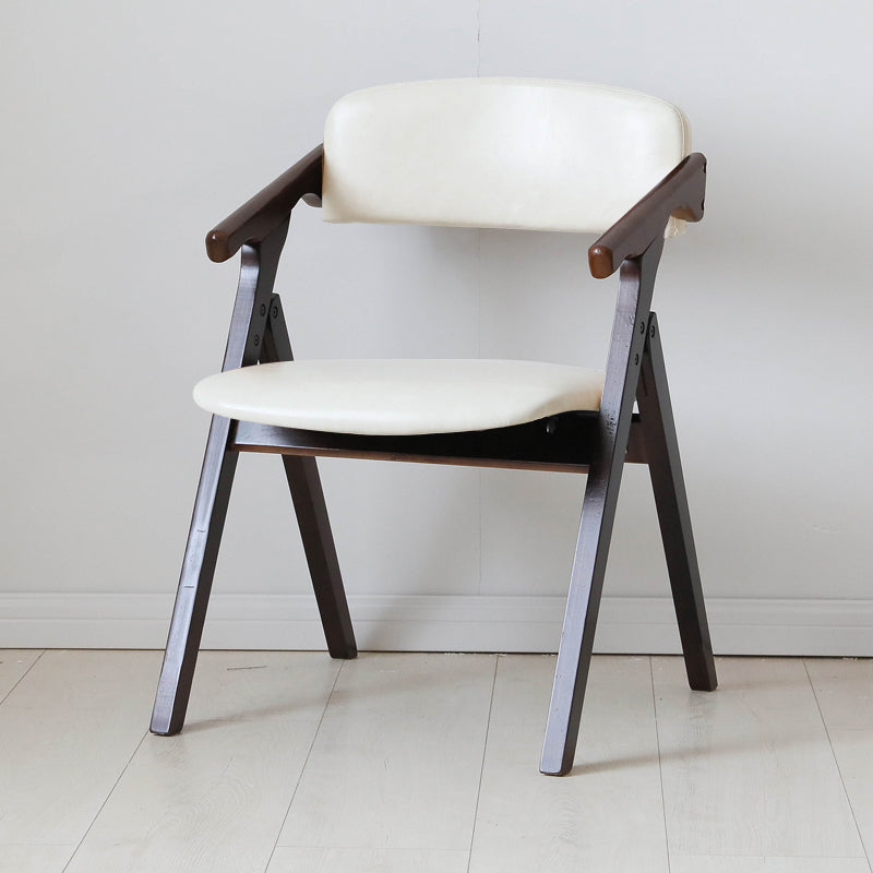 Contemporary Wood Dining Room Chairs Open Back Single Dining Side Arm Chair for Home Use Off-White Walnut Clearhalo ' kitchen&dining_furn' 'Dining Chairs' 'Dining Tables & Seating' 'dining_chair' 'furn' 'furn_dining_chair' 'Furniture' 'furniture_dining_chair' 'Kitchen & Dining Furniture' 'kitchen' 3853247