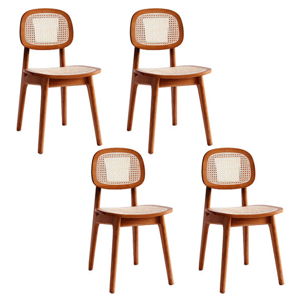 Contemporary Style Ash Wood Chair Open Back Side Dining Kitchen Chairs Red Brown 4 Piece Set Clearhalo ' kitchen&dining_furn' 'Dining Chairs' 'Dining Tables & Seating' 'dining_chair' 'furn' 'furn_dining_chair' 'Furniture' 'furniture_dining_chair' 'Kitchen & Dining Furniture' 'kitchen' 3853266
