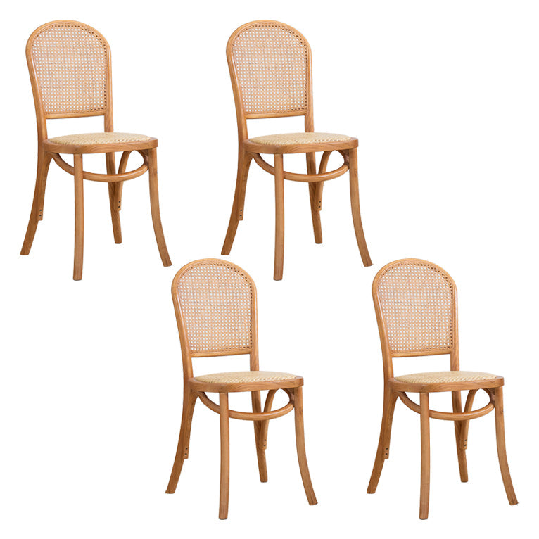 Bentwood Armless Dining Chairs Rattan Open Back Side Chairs with Wood Legs Dark Wood 4 Piece Set Clearhalo ' kitchen&dining_furn' 'Dining Chairs' 'Dining Tables & Seating' 'dining_chair' 'furn' 'furn_dining_chair' 'Furniture' 'furniture_dining_chair' 'Kitchen & Dining Furniture' 'kitchen' 3853284