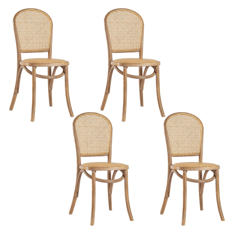 Bentwood Armless Dining Chairs Rattan Open Back Side Chairs with Wood Legs Distressed Wood 4 Piece Set Clearhalo ' kitchen&dining_furn' 'Dining Chairs' 'Dining Tables & Seating' 'dining_chair' 'furn' 'furn_dining_chair' 'Furniture' 'furniture_dining_chair' 'Kitchen & Dining Furniture' 'kitchen' 3853291