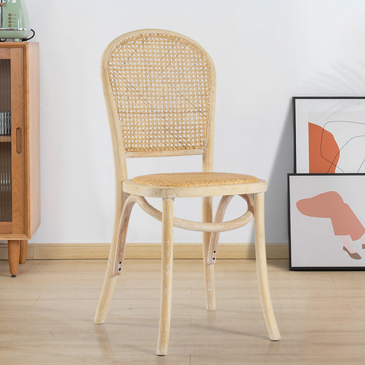 Bentwood Armless Dining Chairs Rattan Open Back Side Chairs with Wood Legs Light Wood 1 Piece Clearhalo ' kitchen&dining_furn' 'Dining Chairs' 'Dining Tables & Seating' 'dining_chair' 'furn' 'furn_dining_chair' 'Furniture' 'furniture_dining_chair' 'Kitchen & Dining Furniture' 'kitchen' 3853298