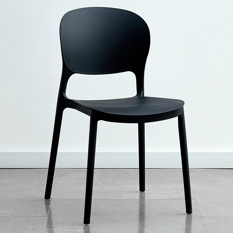 Contemporary Plastic Side Chair Home Armless Stacking Open Back Dining Side Chair Black 1 Piece Clearhalo ' kitchen&dining_furn' 'Dining Chairs' 'Dining Tables & Seating' 'dining_chair' 'furn' 'furn_dining_chair' 'Furniture' 'furniture_dining_chair' 'Kitchen & Dining Furniture' 'kitchen' 3853312
