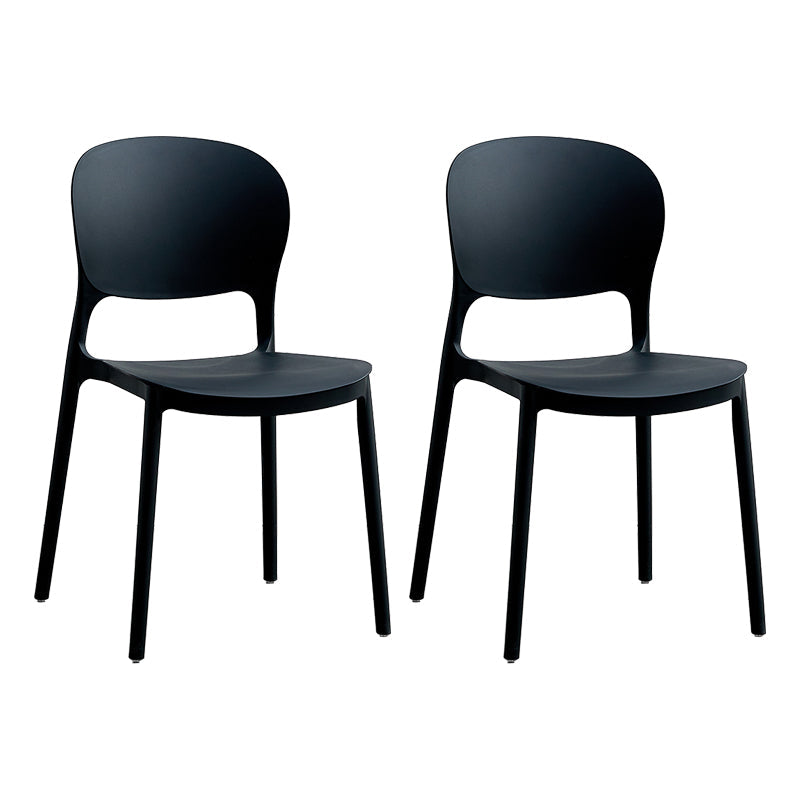 Contemporary Plastic Side Chair Home Armless Stacking Open Back Dining Side Chair Black 2 Piece Set Clearhalo ' kitchen&dining_furn' 'Dining Chairs' 'Dining Tables & Seating' 'dining_chair' 'furn' 'furn_dining_chair' 'Furniture' 'furniture_dining_chair' 'Kitchen & Dining Furniture' 'kitchen' 3853314
