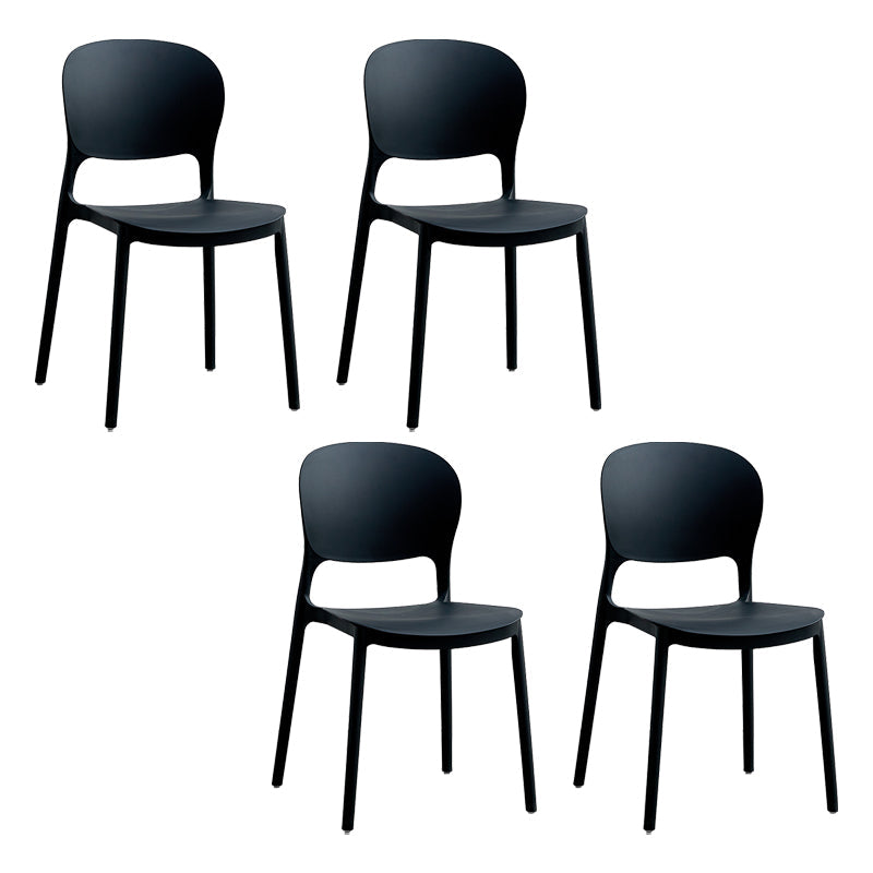 Contemporary Plastic Side Chair Home Armless Stacking Open Back Dining Side Chair Black 4 Piece Set Clearhalo ' kitchen&dining_furn' 'Dining Chairs' 'Dining Tables & Seating' 'dining_chair' 'furn' 'furn_dining_chair' 'Furniture' 'furniture_dining_chair' 'Kitchen & Dining Furniture' 'kitchen' 3853316