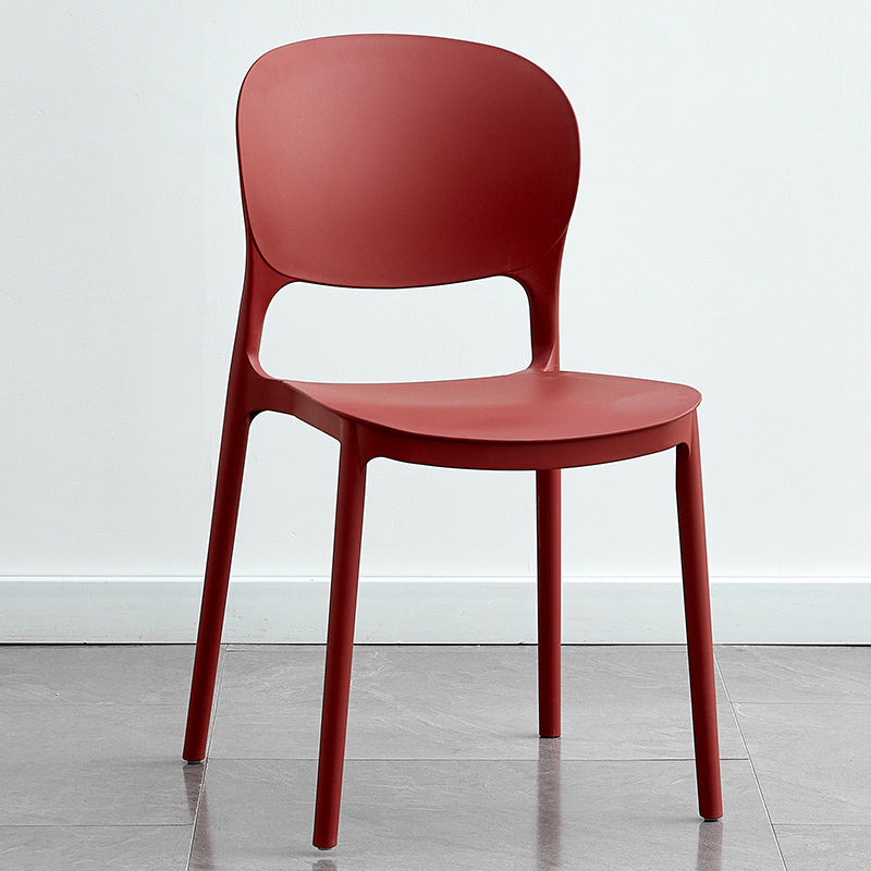 Contemporary Plastic Side Chair Home Armless Stacking Open Back Dining Side Chair Red 1 Piece Clearhalo ' kitchen&dining_furn' 'Dining Chairs' 'Dining Tables & Seating' 'dining_chair' 'furn' 'furn_dining_chair' 'Furniture' 'furniture_dining_chair' 'Kitchen & Dining Furniture' 'kitchen' 3853318