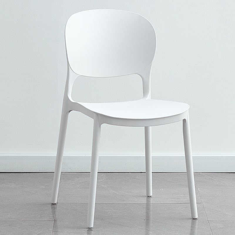 Contemporary Plastic Side Chair Home Armless Stacking Open Back Dining Side Chair White 1 Piece Clearhalo ' kitchen&dining_furn' 'Dining Chairs' 'Dining Tables & Seating' 'dining_chair' 'furn' 'furn_dining_chair' 'Furniture' 'furniture_dining_chair' 'Kitchen & Dining Furniture' 'kitchen' 3853325