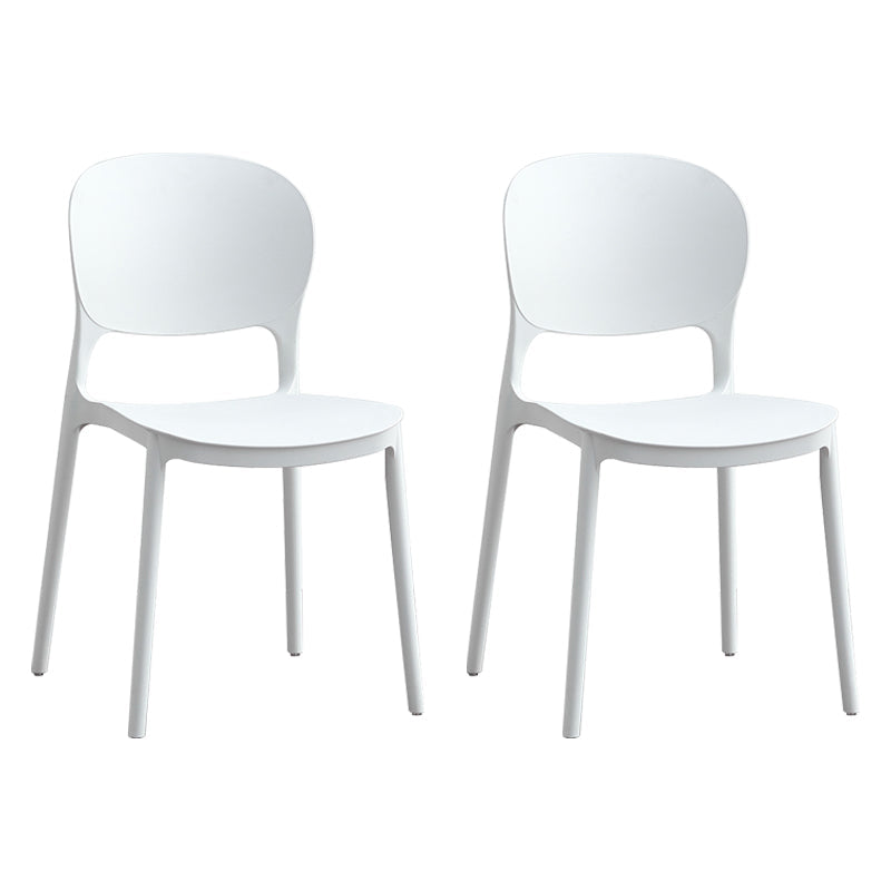 Contemporary Plastic Side Chair Home Armless Stacking Open Back Dining Side Chair White 2 Piece Set Clearhalo ' kitchen&dining_furn' 'Dining Chairs' 'Dining Tables & Seating' 'dining_chair' 'furn' 'furn_dining_chair' 'Furniture' 'furniture_dining_chair' 'Kitchen & Dining Furniture' 'kitchen' 3853326