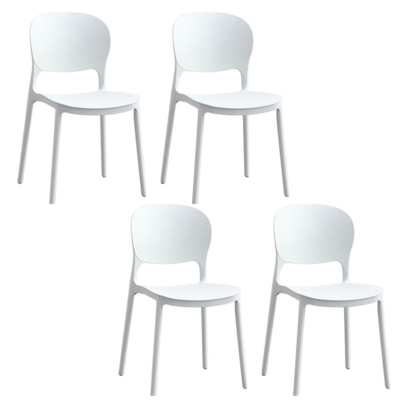 Contemporary Plastic Side Chair Home Armless Stacking Open Back Dining Side Chair White 4 Piece Set Clearhalo ' kitchen&dining_furn' 'Dining Chairs' 'Dining Tables & Seating' 'dining_chair' 'furn' 'furn_dining_chair' 'Furniture' 'furniture_dining_chair' 'Kitchen & Dining Furniture' 'kitchen' 3853327