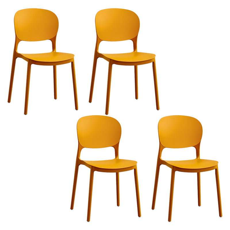 Contemporary Plastic Side Chair Home Armless Stacking Open Back Dining Side Chair Orange Yellow 4 Piece Set Clearhalo ' kitchen&dining_furn' 'Dining Chairs' 'Dining Tables & Seating' 'dining_chair' 'furn' 'furn_dining_chair' 'Furniture' 'furniture_dining_chair' 'Kitchen & Dining Furniture' 'kitchen' 3853330