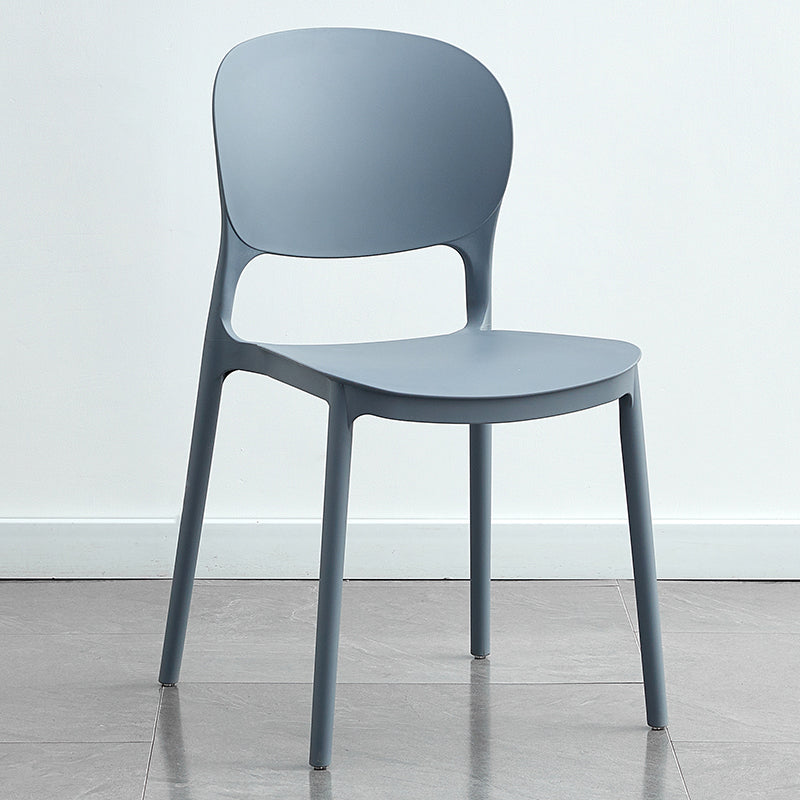 Contemporary Plastic Side Chair Home Armless Stacking Open Back Dining Side Chair Grey 1 Piece Clearhalo ' kitchen&dining_furn' 'Dining Chairs' 'Dining Tables & Seating' 'dining_chair' 'furn' 'furn_dining_chair' 'Furniture' 'furniture_dining_chair' 'Kitchen & Dining Furniture' 'kitchen' 3853331