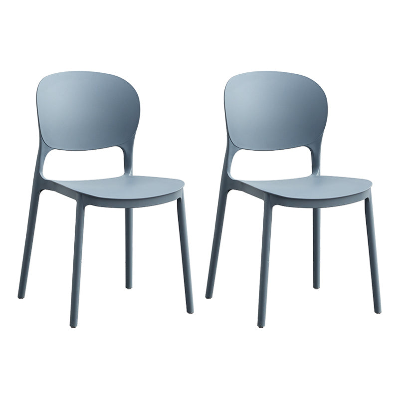 Contemporary Plastic Side Chair Home Armless Stacking Open Back Dining Side Chair Grey 2 Piece Set Clearhalo ' kitchen&dining_furn' 'Dining Chairs' 'Dining Tables & Seating' 'dining_chair' 'furn' 'furn_dining_chair' 'Furniture' 'furniture_dining_chair' 'Kitchen & Dining Furniture' 'kitchen' 3853332
