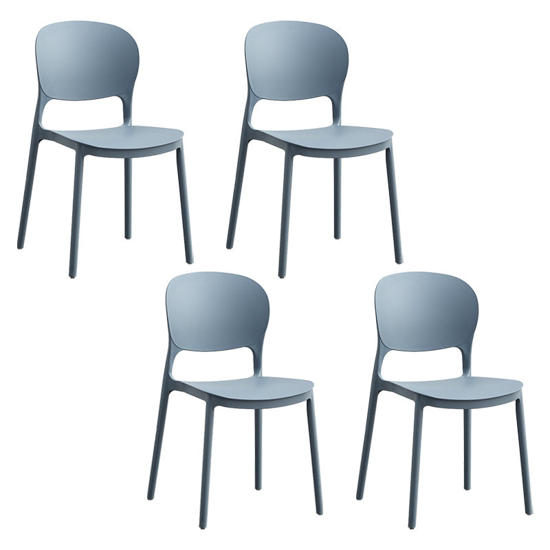 Contemporary Plastic Side Chair Home Armless Stacking Open Back Dining Side Chair Grey 4 Piece Set Clearhalo ' kitchen&dining_furn' 'Dining Chairs' 'Dining Tables & Seating' 'dining_chair' 'furn' 'furn_dining_chair' 'Furniture' 'furniture_dining_chair' 'Kitchen & Dining Furniture' 'kitchen' 3853333