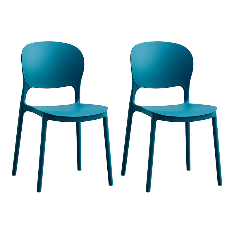 Contemporary Plastic Side Chair Home Armless Stacking Open Back Dining Side Chair Blue 2 Piece Set Clearhalo ' kitchen&dining_furn' 'Dining Chairs' 'Dining Tables & Seating' 'dining_chair' 'furn' 'furn_dining_chair' 'Furniture' 'furniture_dining_chair' 'Kitchen & Dining Furniture' 'kitchen' 3853335
