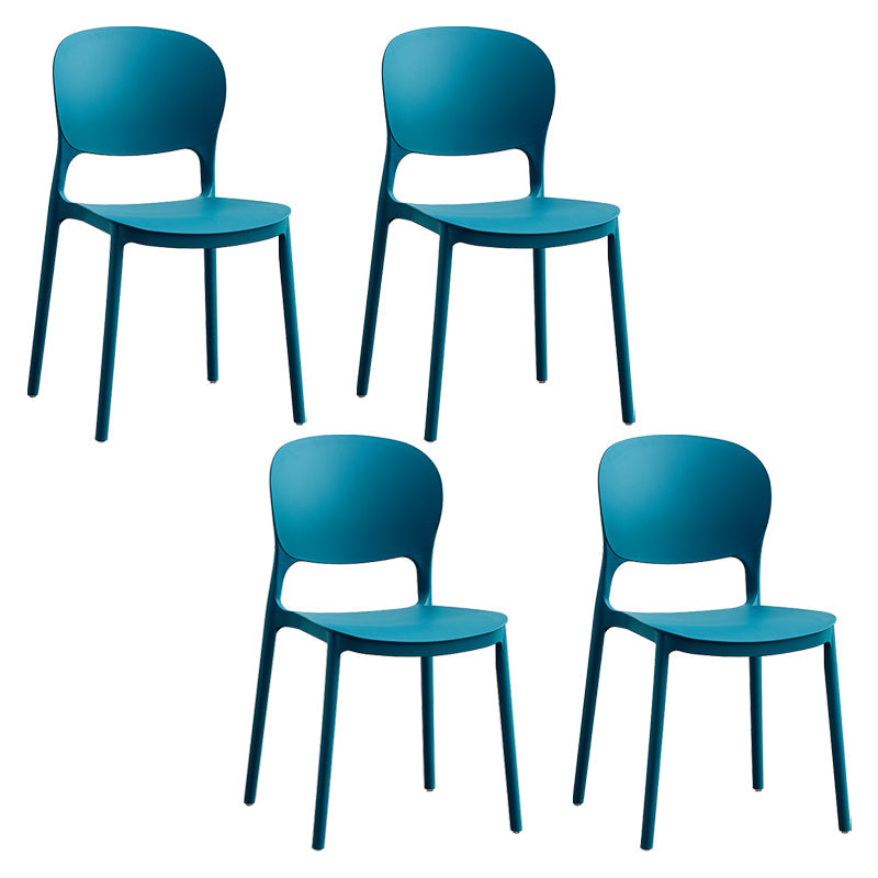 Contemporary Plastic Side Chair Home Armless Stacking Open Back Dining Side Chair Blue 4 Piece Set Clearhalo ' kitchen&dining_furn' 'Dining Chairs' 'Dining Tables & Seating' 'dining_chair' 'furn' 'furn_dining_chair' 'Furniture' 'furniture_dining_chair' 'Kitchen & Dining Furniture' 'kitchen' 3853336