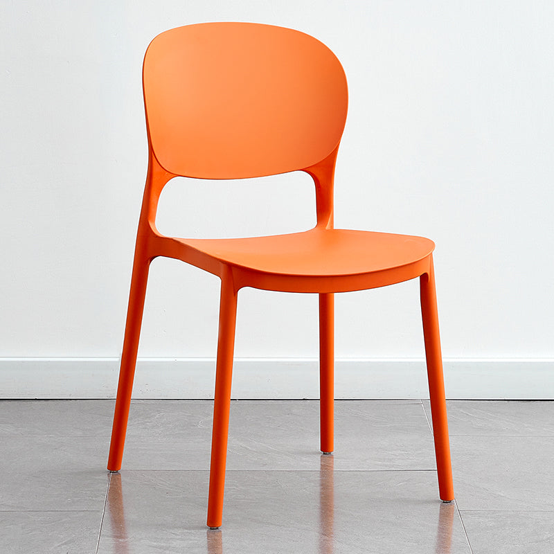 Contemporary Plastic Side Chair Home Armless Stacking Open Back Dining Side Chair Orange 1 Piece Clearhalo ' kitchen&dining_furn' 'Dining Chairs' 'Dining Tables & Seating' 'dining_chair' 'furn' 'furn_dining_chair' 'Furniture' 'furniture_dining_chair' 'Kitchen & Dining Furniture' 'kitchen' 3853340