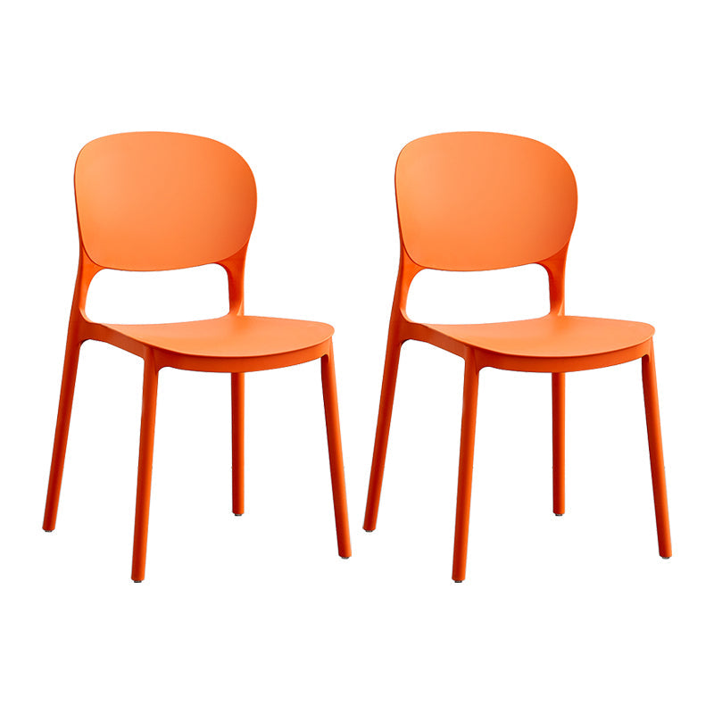 Contemporary Plastic Side Chair Home Armless Stacking Open Back Dining Side Chair Orange 2 Piece Set Clearhalo ' kitchen&dining_furn' 'Dining Chairs' 'Dining Tables & Seating' 'dining_chair' 'furn' 'furn_dining_chair' 'Furniture' 'furniture_dining_chair' 'Kitchen & Dining Furniture' 'kitchen' 3853341
