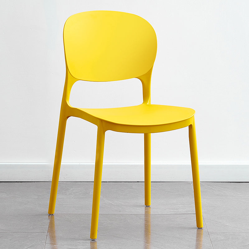 Contemporary Plastic Side Chair Home Armless Stacking Open Back Dining Side Chair Yellow 1 Piece Clearhalo ' kitchen&dining_furn' 'Dining Chairs' 'Dining Tables & Seating' 'dining_chair' 'furn' 'furn_dining_chair' 'Furniture' 'furniture_dining_chair' 'Kitchen & Dining Furniture' 'kitchen' 3853343