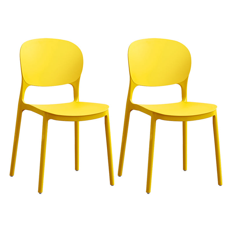 Contemporary Plastic Side Chair Home Armless Stacking Open Back Dining Side Chair Yellow 2 Piece Set Clearhalo ' kitchen&dining_furn' 'Dining Chairs' 'Dining Tables & Seating' 'dining_chair' 'furn' 'furn_dining_chair' 'Furniture' 'furniture_dining_chair' 'Kitchen & Dining Furniture' 'kitchen' 3853344